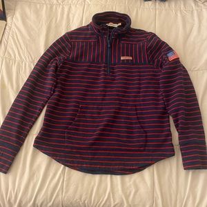 Vineyard Vines Striped Quarter Zip Sweatshirt Shep Shirt American Flag XS